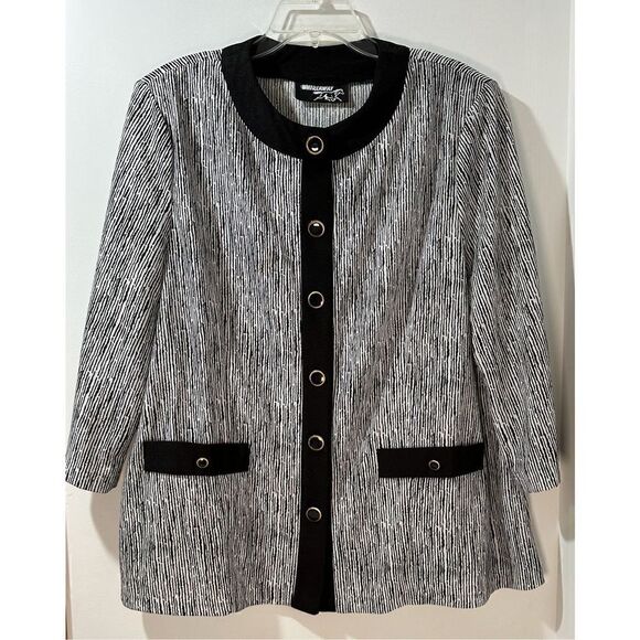 Whirlaway women’s black white striped 3/4 sleeve top button front XXL #27-0697 - Picture 1 of 4